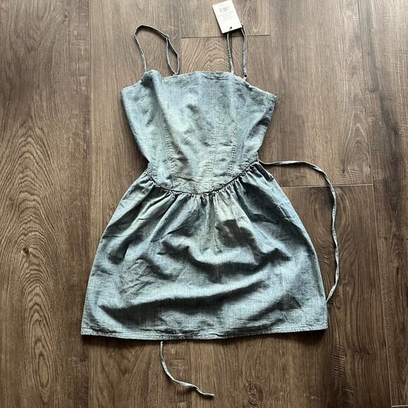 Pam Anderson Re/Done Mini Jean Denim Corset Chambray Dress, size S, NWT - Picture 7 of 7